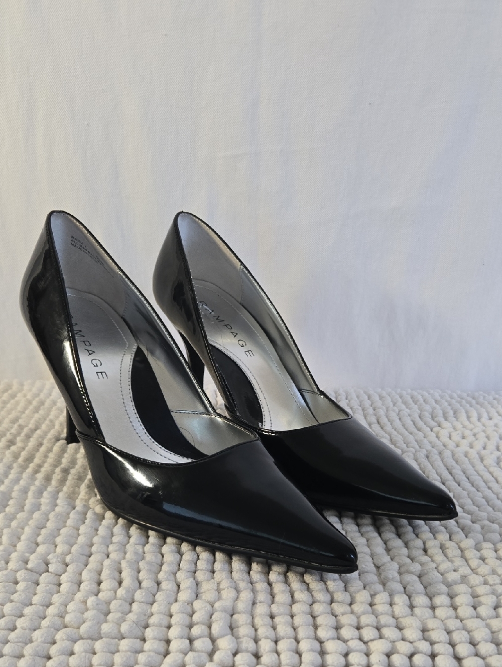 Rampage Maria Black Patent Leather Heels Pointed Toe size 9.5